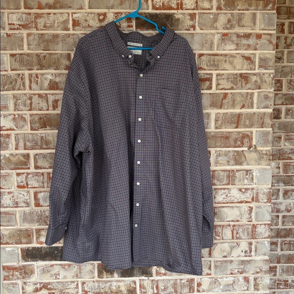 Oak Hill Navy Maroon Plaid Plus Size Wrinkle Free Button Down Dress Shirt